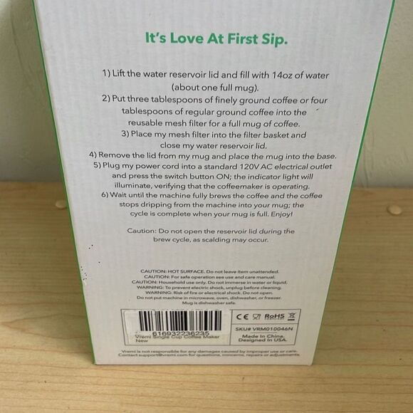 Vremi Single Cup Coffee maker. 14 oz. Travel Coffee Mug included Silver New - Picture 3 of 4